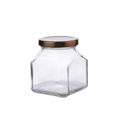 China Square Jam Honey Canning Food Glass Sauce Jars 10 Octagon Empty Clear Viable Wholesale 314ml Bulk for sale