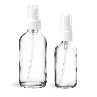 China Personal Care 1oz 2oz 4oz 8oz Amber Glass Round Boston Bottle Green Cobalt Blue Clear With Mist Spray for sale