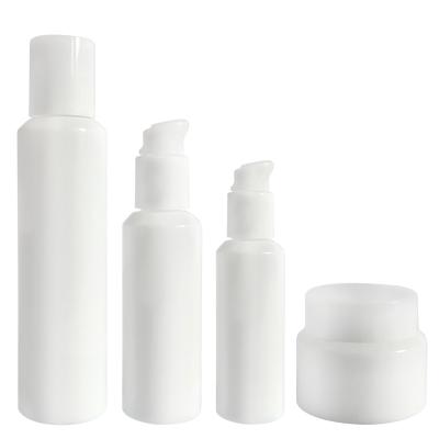 China Low MOQ Skin Care Cream Lotion 100ml White Glass Bottles For Cosmetic Packaging for sale