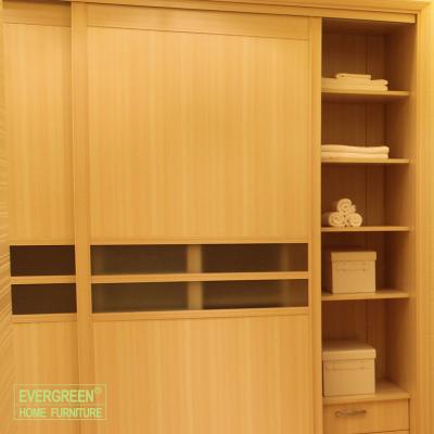 China Modern Custom Wood Grain Door With Frame Sliding Door Closet Customized Wardrobe for sale