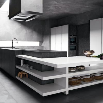 China High Gloss Kitchen Furniture Design Sideboard for Modern Luxury Matt Lacquer Kitchen Cupboard Kitchen Cabinet Black Wholesale Sales Sideboard for sale