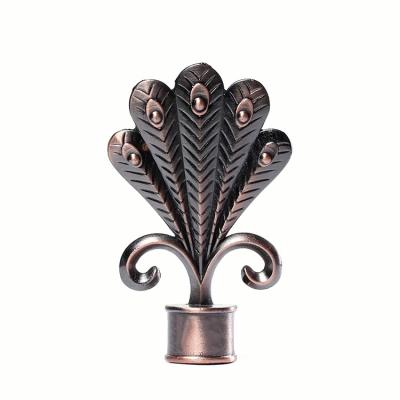 China Aluminum metal curtain rods finials , leaves antique curtain finials for sale