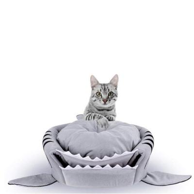 China Wholesale Viable Soft Felt Nonwoven Cartoon Cat Dog Tent Shark Shaped Pet Nest Detachable Tent for sale