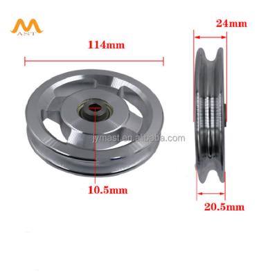 China Aluminum Metal/Plastic Bearing Pulley For Gym Equipment Trainer Multifunctional Large Complete Pulley Bird Pulley 114mm for sale