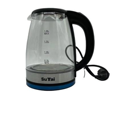 China 360 degree base rotation household high borosilicate glass kettle with large capacity and automatic power-up for sale