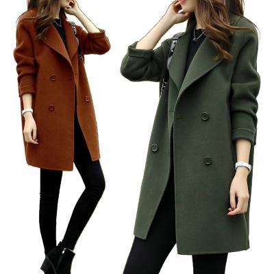 China Women's New Anti-wrinkle Coldker Coat Korean Black Green Khaki Jacket New Solid Color Wool Wool for sale