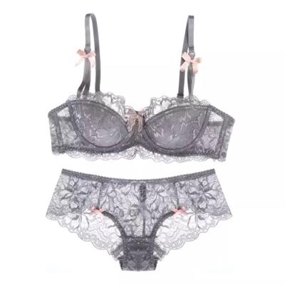 China Wholesale new design sexy satin ladies QUICK DRY air lace bra and panty set for sale