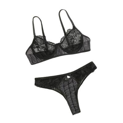 China AD923-S13647O New Women's Hot Sexy Lingerie Thong Transparent Split Lace Sexy Underwear Set for sale