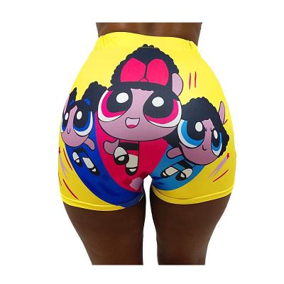 China wholesale candy high waist sexy hot cartoon women cyclist Anti-wrinkle elasticity snack knitting shorts for sale