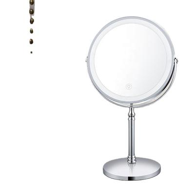 China Modern Home Use Vanity Mirror Standing Mirror With Storage Magnification LED Lighted Mirror Tabletop for sale