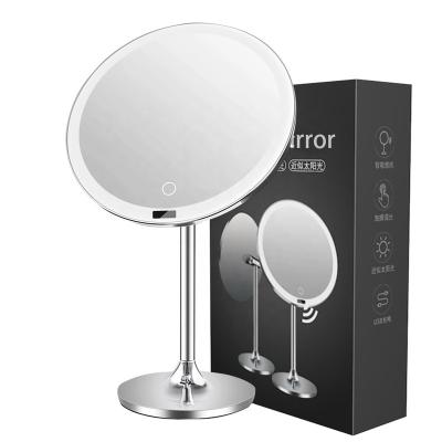 China Modern Lighted Makeup Mirror 8.5 Inch LED Light Sensor Touch Screen Smart Adjustable Brightness USB Rechargeable Cordless Vanity Mirror for sale