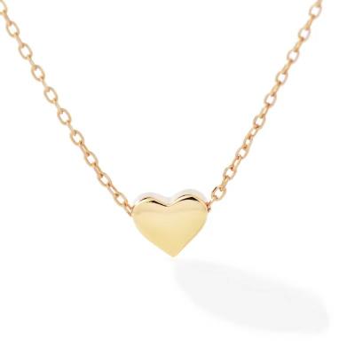 China Amazon Hot Sale Solid 925 Silver Jewelry Non-fading Gold Plated Charm Mini Heart Shaped Choker Necklace Women Clavicle Pendant Chain for sale