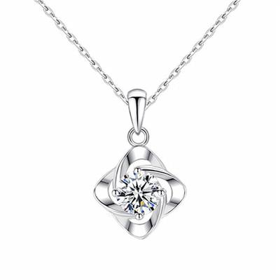 China Halsketten Necklace Diamond 925 Sterling Silver Inlaid Cubic Zirconia 4 Leaf Clover Non-fading Pendant Chain With Blue Zircon for sale