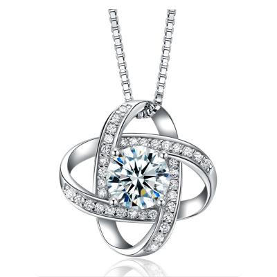 China Beautiful Forever Classic Personalized Enviromentally Friendly Love Knot Real CZ Necklace Luxury Tasty Stone 925 Sterling Silver Pendants for sale