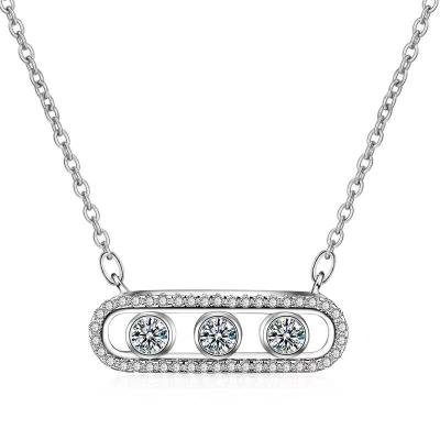 China Wholesale 925 Lead Free Nickel Free Sterling Silver Diamond CZ Charm Sliding Stone Necklace for sale