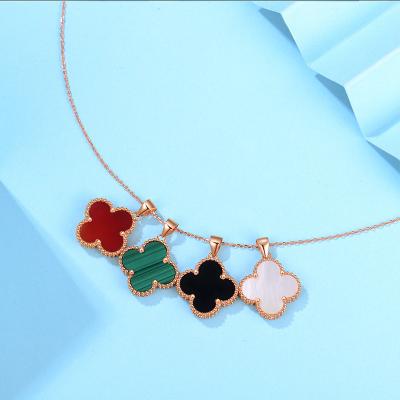 China High Wholesale Rose Gold Gemstone Necklace 925 Sterling Silver Four Leaf Clover Pendant Necklace For Women for sale