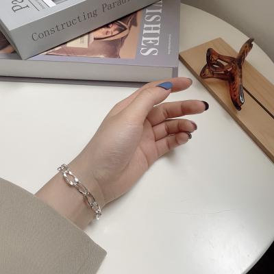 China Environmental Friendly Design Ins Korean Punk 925 Sterling Silver Link Chain Bracelet Long Rings Hand Silver Bangles Female for sale