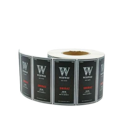 China Waterproof Custom Gold Foil Sticker Label Black Whiskey Wine Label for sale