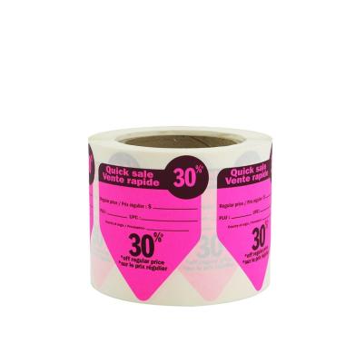 China Fluorescent Color Labels Supermarket Prices Waterproof Self Adhesive Stickers for sale