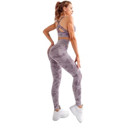 China Breathable Yoga Suit Wholesale Fitness Clothing Camouflage Quick-Drying High Elastic Yoga Exercise Suit for sale