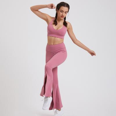 China Breathable European and American Border Casual Sports Set Slim Shockproof Female Yoga Set for sale