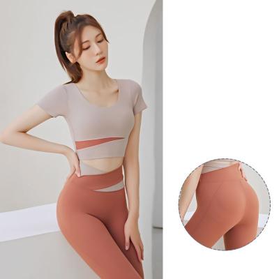 China High Waist Fitness Suit Breathable Bare Running Buttocks Slim Female Yoga Suit for sale