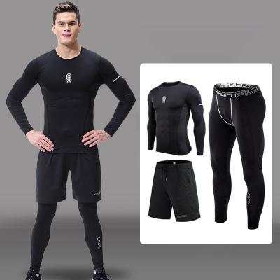 China Breathable 3 Pieces Mens Gym Wear Training Set Quick Dry Clothes Breathable Running Suits Wear Sports Running Suit For Male for sale