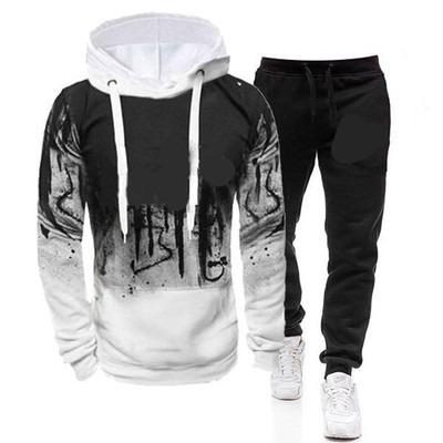 China New Breathable Wholesale Splatter-ink Printing Suit Hooded Mens Sports Casual Hoodie for sale