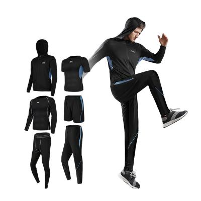 China Wholesale breathable fitness 6pcs sports wear gym clothes, factory supply sport workout set clothes, men sports hoodies clothes for sale