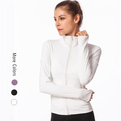 China Autumn New Fitness Jacket Solid Color Breathable Zipper Ladies Slim Fit Yoga Top for sale