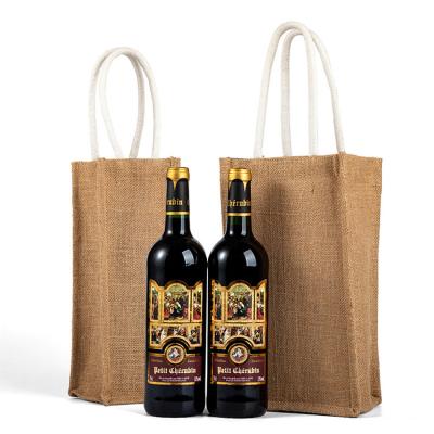 China Customized Canvas Handled Cloth Red Wine Christmas Tote Bag Recycle Portable Handle Red Wine Canvas Shopping Bag for sale