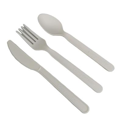 China Disposable Eco Friendly Stocked Biodegradable biodegradable bio degradable disposable cornstarch corn starch plastic tasting mini soup spoon knife fork spork cutlery set for sale