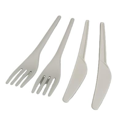 China Disposable Eco Friendly Stocked Biodegradable Disposable Plastic Cutlery Spoon And Fork Compostable Cutlery Set for sale