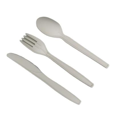 China Disposable Eco Friendly Stocked Biodegradable Eco-friendly disposable compostable pla plastic restaurant spoon knife fork cutlery set for sale