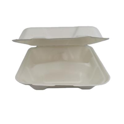 China Disposable Eco Friendly Stocked Biodegradable Eco food packaging tableware compostable bagasse clamshell fast food box for sale