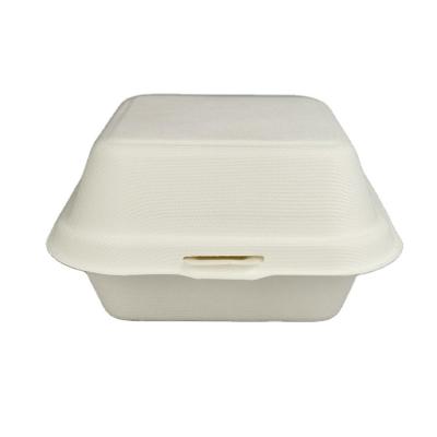 China Disposable Eco Friendly Stocked Biodegradable 100% Compostable Sugarcane Pulp Bagasse Lunch Box Take Away Pizza Hamburger Burger Bento Fast Food Packing Box for sale