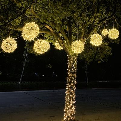 China Party Decorations and Outdoor Waterproof Hanging Christmas Festival Lamp Landscape Lamp Tree Lights LED Rattan Colorful Ball Lamp String for sale