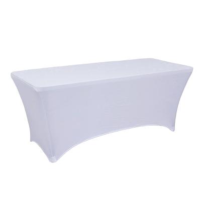 China Waterproof Polyester Solid Color Square Tablecloth Elastic Restaurant Hotel Table Cover Spandex Tablecloth for sale