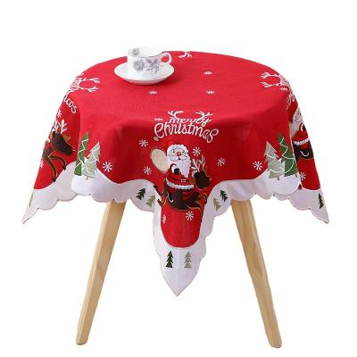 China Nordic Round Tablecloth Polyester Waterproof Tablecloth Simple Restaurant Embroidery Tablecover Red Christmas Red Tablecloth for sale