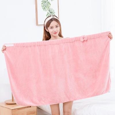 China Viable Manufacturers Stock Coral Fleece Can Wear Bath Towels Ladies Bathrobes And Quick-Dry Bow Bath Skirt Adult Absorbent Wholesale for sale