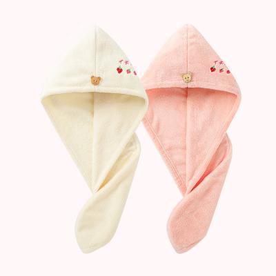 China QUICK DRY Polyester Ladies Cartoon Pattern Drying Set Hair Dryer Hat Towel for sale