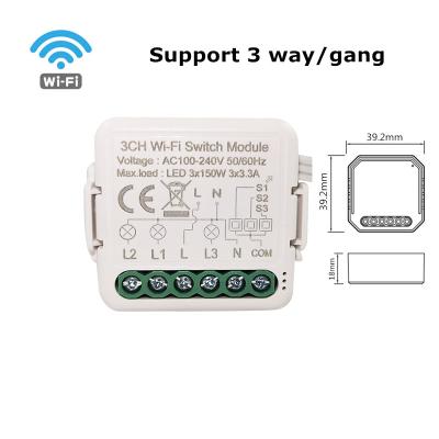 China Smart Home Switch Diy Wifi Switch Relay Module 3 Strip Controller Timer Light Switch Voice Control Works With Alexa Google Home for sale