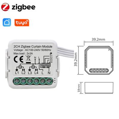 China Tuya ZigBee Smart Home Switch/Smart Wifi Tuya Life Curtain Switch Module 2 Strip For Blind Roller Shutter Motor With Alexa Google Home App Control for sale