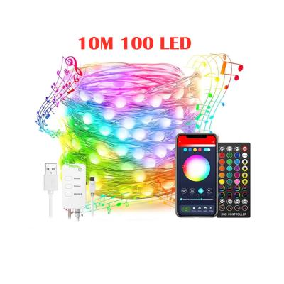 China Dreamcolor 10m 100LED RGB RGBIC USB Fairy String Light Tuya Smart WiFi LED Christmas Decoration Fairy Strip Light Operate Alexa Music Sync APP 40key Outdoor for sale