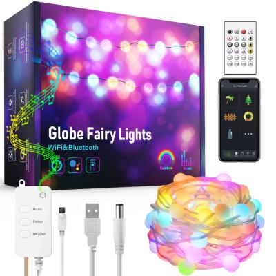 China Christmas Decoration Tuya Smart RGB LED String Light 5M 10m USB Waterproof Fairy Wire Lights with Remote Control 20 Lighting Patterns for sale