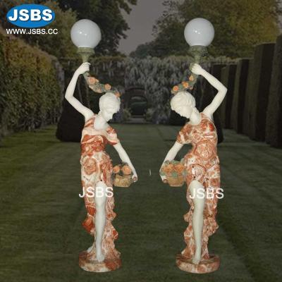 China Industrial Multi Color Beautiful Lady Girl Light Statue Natural Marble Sculpture for sale