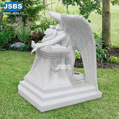 China Living Stone Carved Cemetery Weeping Angel Statue for sale