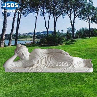 China Vivid Stone Hand Carved Sleeping Buddha Statue White Marble Oriental Sculpture for sale