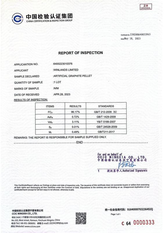 REPORT OF INSPECTION - Winlands limited