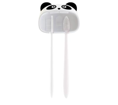 China Wall Mount Sticker Sustainable Cartoon Panda Shape Bathroom Toothbrush Holder for sale